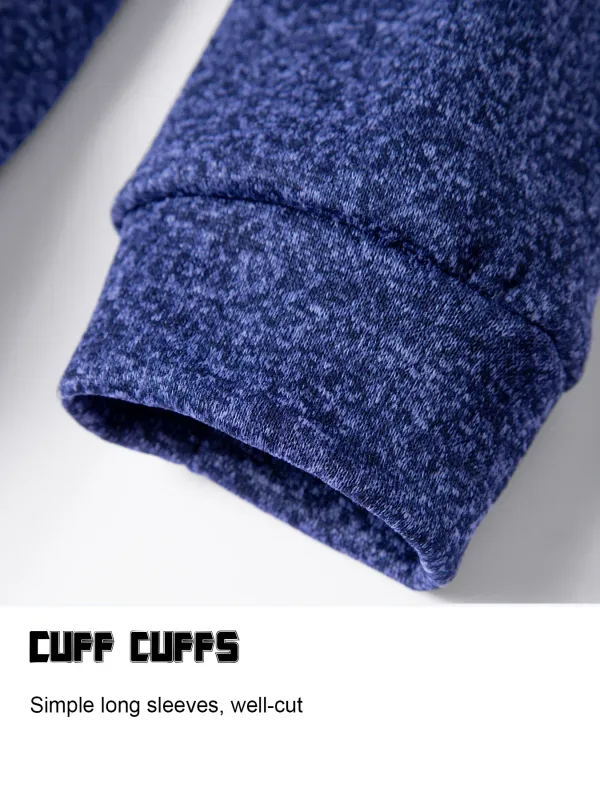 2Pcs Set Men 1/4 Zip Mock Neck Sweatshirt, Fleece Lined Pullover with Ribbed Cuffs Warm Casual Top for Fall Winter Daily Wear — image 10