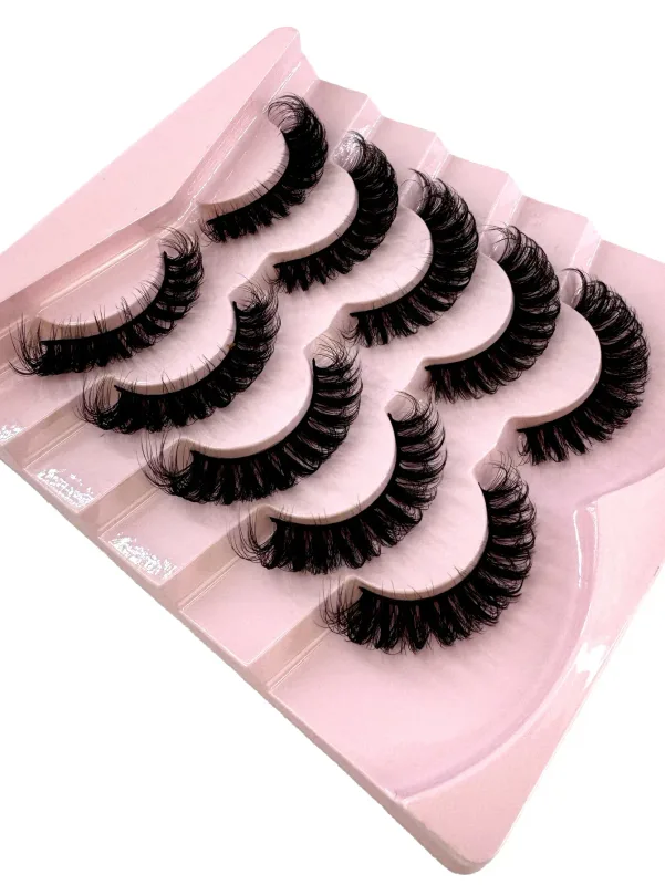 New Cat Eye Lashes 5/7/10 pairs 3D Faux Mink Eyelashes Winged Fluffy Fake Lashes Soft Natural long Full Strip Lash Make — image 30