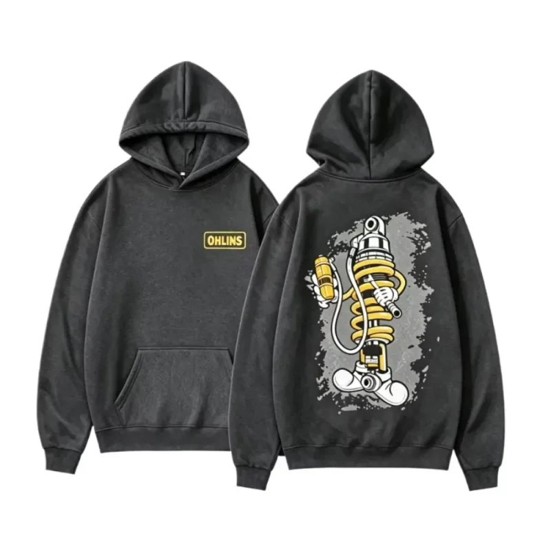 2026 New Ohlins Hoodie Racing Suspension Cartoon Mascot Graphic Print Unisex Loose Fit Autumn Winter Streetwear Sweatshirt Tops — image 8