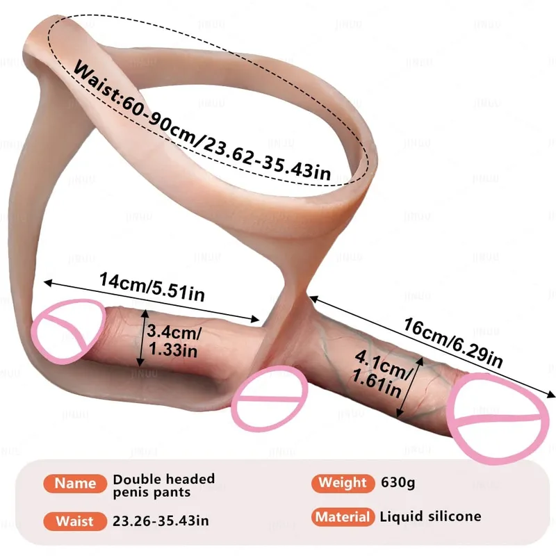 Double Headed Strap-On Dildo for Couples Wearable Silicone Realistic Penis BDSM Dick Dildo Pants Strapon Women's Sex Toy