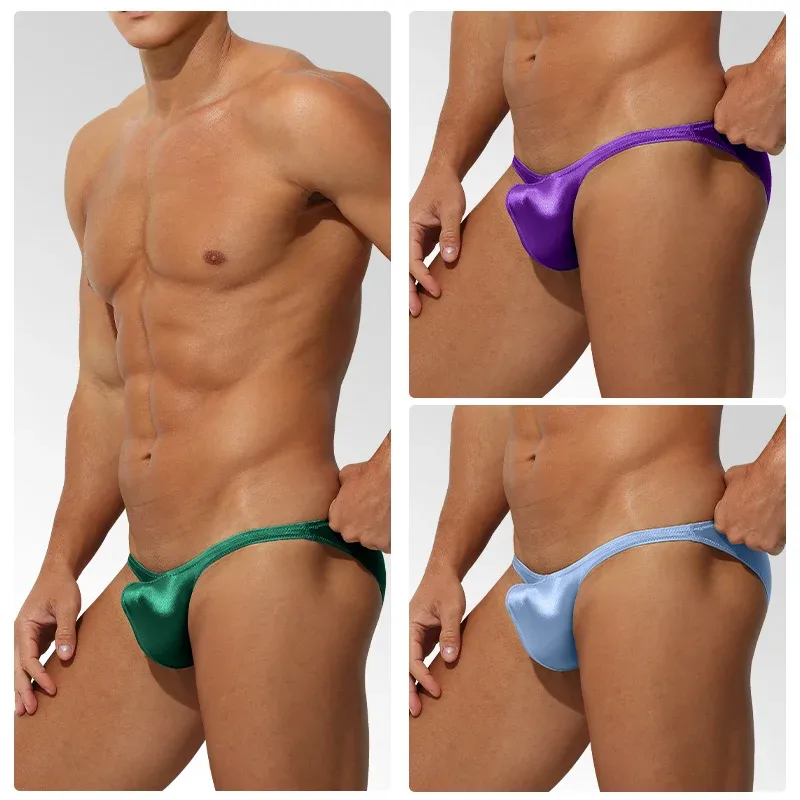 Låg midja is Silke Satin Herrunderkläder Tight Fit Sport StyleJJ Boosting Lyx Sensuell Trosor Ungdom Nylon Spandex — image 11