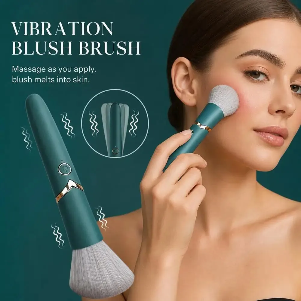 1ks Elektrický podkladový štětec 2 v 1 Vibrační štětec na make-up Multifunkční měkký načechraný přenosný dobíjecí nástroj na líčení detailů — image 3