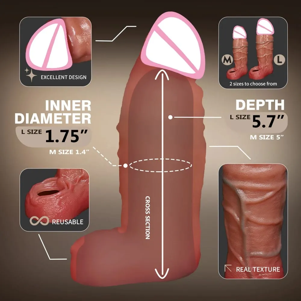 Men Sex Toys Reusable Realistic Stretchable Silicone Penis Ring Cock Ring Delay Ejaculation Semen Lock Ring Sex Toys for Men Penis Sleeve Soft Penis Dildo Locking Ring And Realistic Texture Sheath Cock Ring Penis Suitable For Men Couples Se — image 3