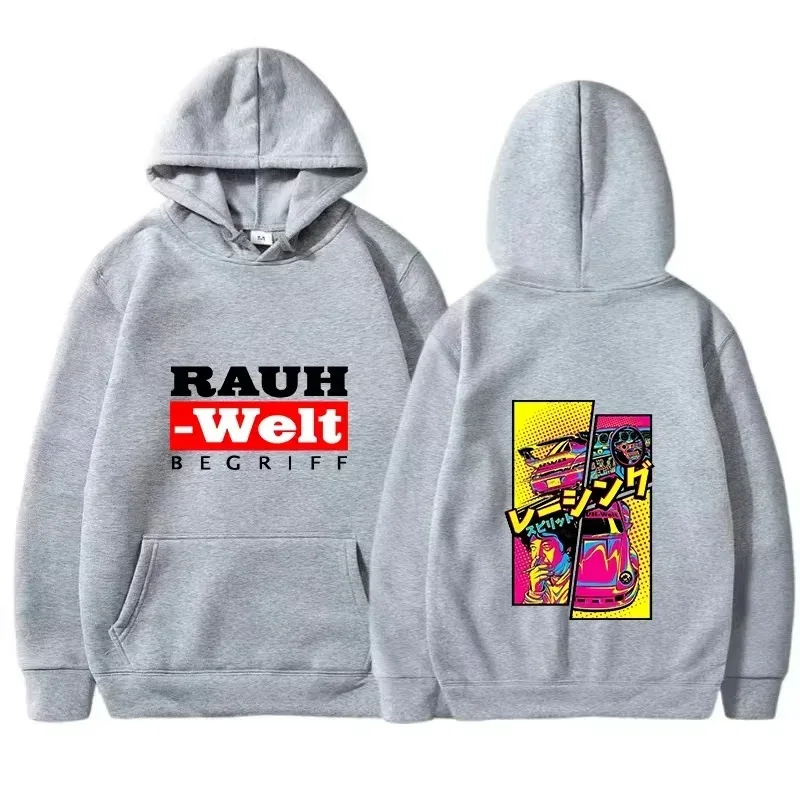 Rauh Welt Hoodie Car Widebody Tuning JDM Racing Pop Art Comic Aesthetic Black Oversized Casual Sweatshirt Long Sleeve — image 3