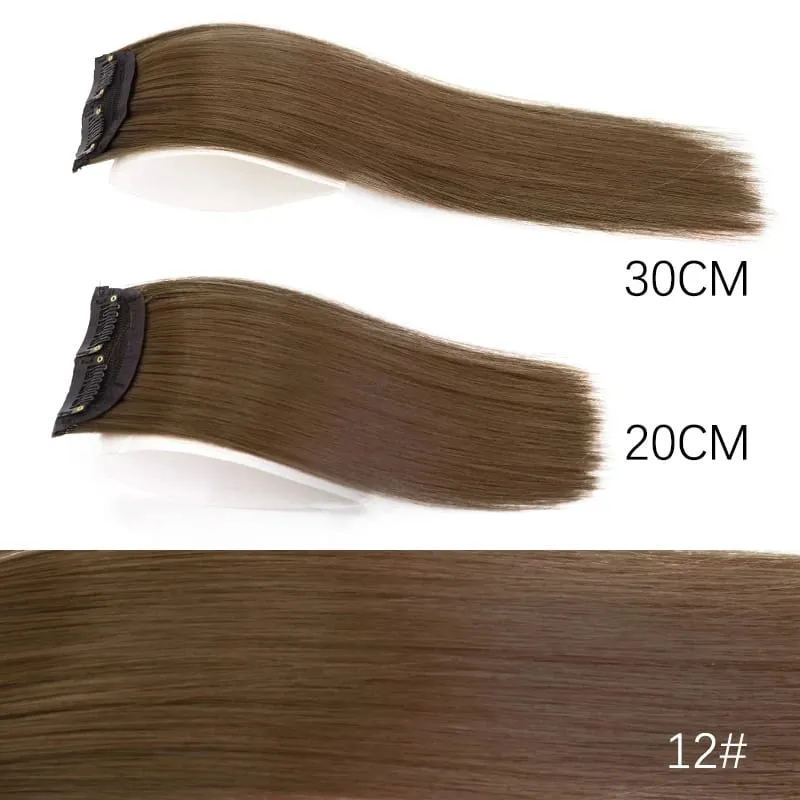 Extension de cheveux synthétiques lisses invisibles à Clip, 20/30cm, une pièce, couverture supérieure et latérale, postiche moelleuse pour femmes — image 13