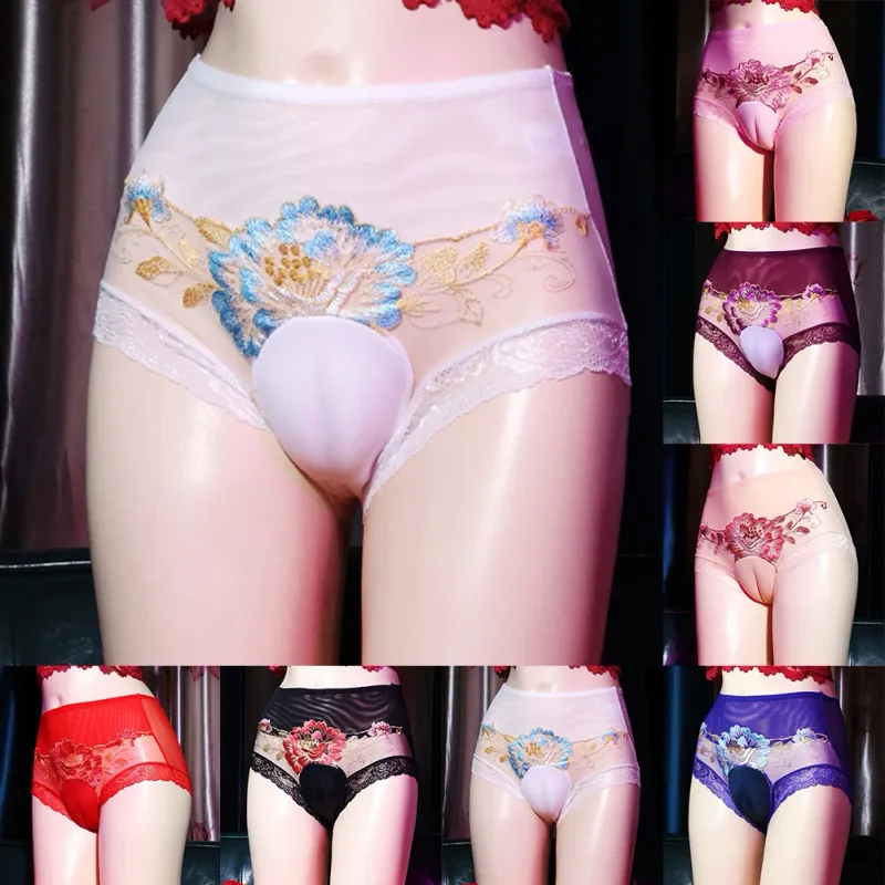 Модные стильные трусы, нижнее белье, белое, черное, кроссдресс, скрывающие трусики-гафф, мужские трусы из полиэстера, фиолетового, королевского синего цвета — image 8