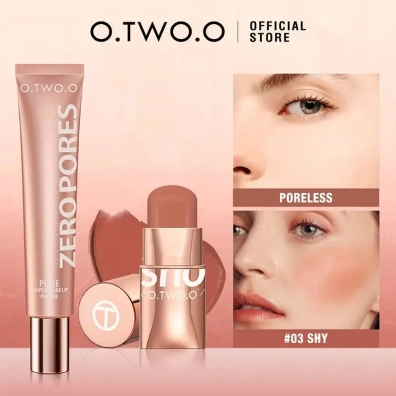 O.TWO.O Juego de 2 piezas de maquillaje, lápiz labial múltiple, colorete en barra, base de maquillaje facial, Control de aceite, maquillaje ligero impermeable para mujeres