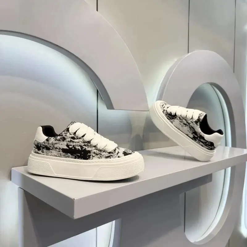 Fashion Men Casual Shoes Spring Summer Chunky Sneakers Woven Fabric Graphic Print Thick Sole Streetwear Daily Footwear — image 4