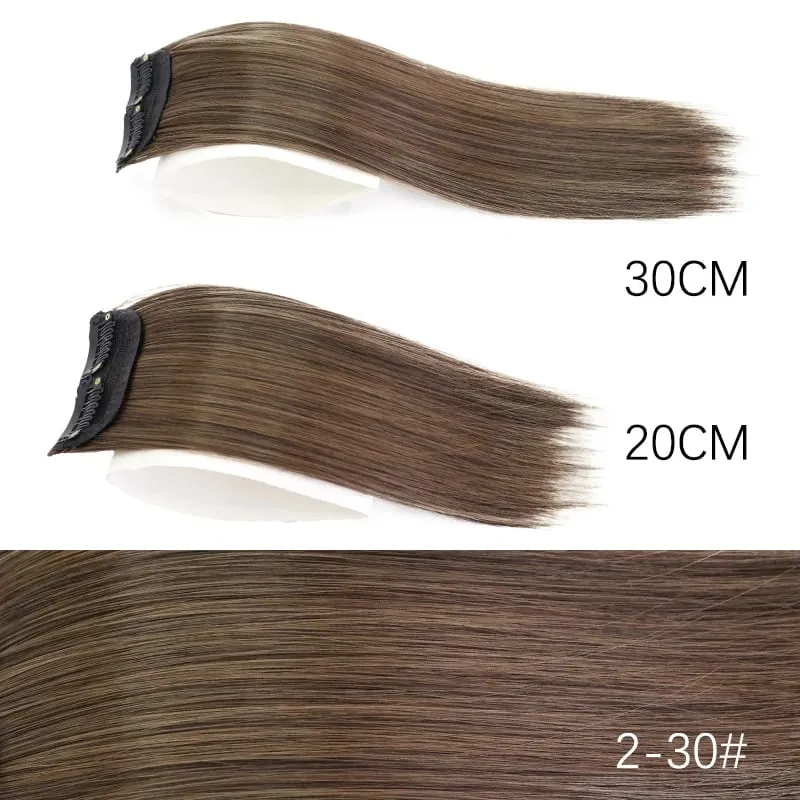 Extension de cheveux synthétiques lisses invisibles à Clip, 20/30cm, une pièce, couverture supérieure et latérale, postiche moelleuse pour femmes — image 8