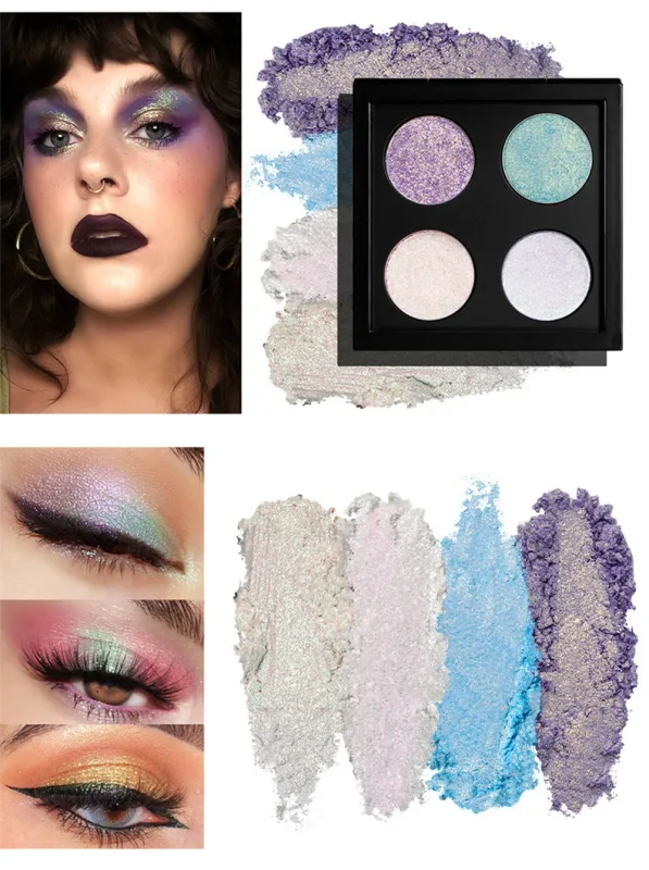 4 Colors Vegan Chameleon Eyeshadow Palette Private Label Makeup Wholesale Custom Logo Color Shift Eye Shadow — image 12