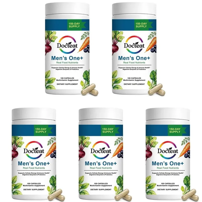 Docteat Men's One+ Real Food Nutrients Capsules with Vitamins & Minerals for Energy Immune & Digestive Support Men 150 Capsules