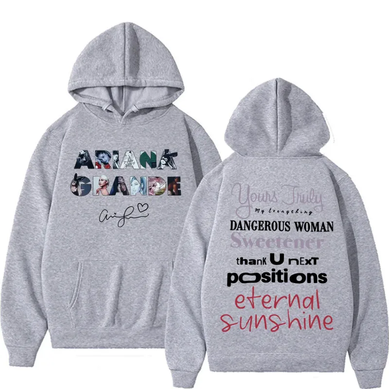Singer Ariana Grande Album Tour Graphic Hoodies Men Women Fashion Classic Vintage Sweatshirts Autumn/Winter Casual Fleece Hoodie