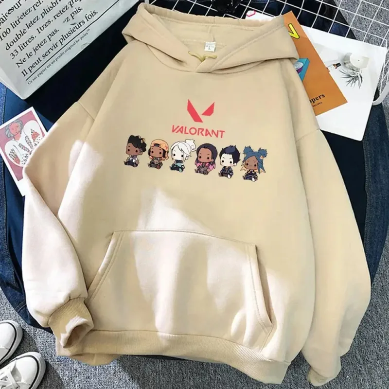 Valorant Anime 2D Print Men's Cotton Hoodie Casual Oversized Pullover Popular Streetwear Fashion Sweatshirt Trend Men Clothing