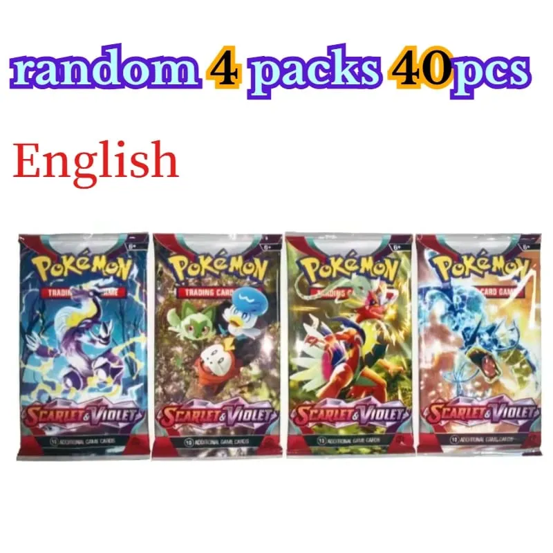 zábava 40 kusů Pokemon Card Pack 4 sady Sun Moon Violet 151 Angličtina Sběratelské karty Sběratelské hračky Halloween Dárek Fantasy Sci-Fi — image 16