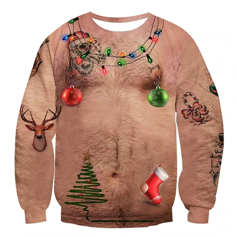 Kerst Lelijke Trui Grappige 3D Afdrukken Spierpatroon Sweatshirts Voor Mannen Nieuwe Mode Trui Party Cosplay Kostuum Kerstcadeau — image 11