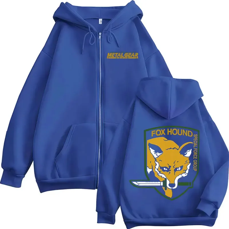 Metal Gear Solid Game FOX HOUND Logo Print Zipper Hoodies Men Women Clothing Fashion Pullovers Zip Up Hooded Sweatshirts Jackets — image 6