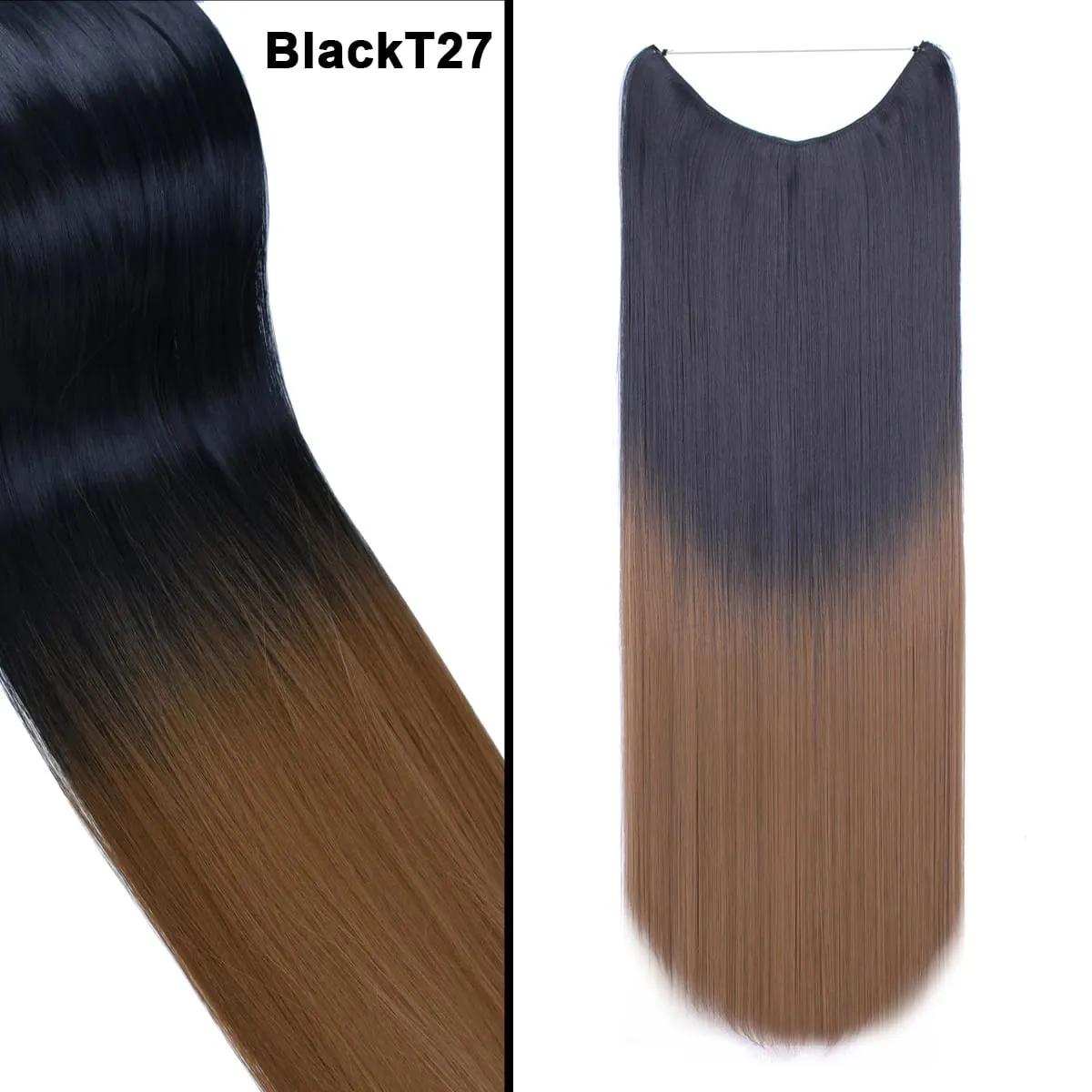 Jeedou Wavy Hair Extension Elasticity Invisible Wire Fish Line One Piece No Clips Synthetic Hairpieces Ombre Color For Ladies — image 29