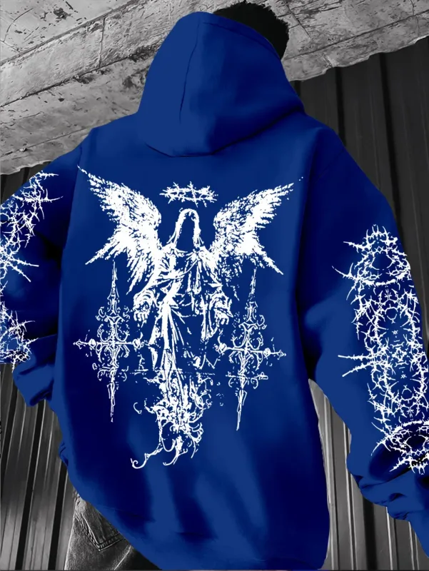 Gotische stijl engelenprint hoodies heren dames buiten straat casual sport trend hiphop paar herfst winter sweatshirt met lange mouwen — image 14