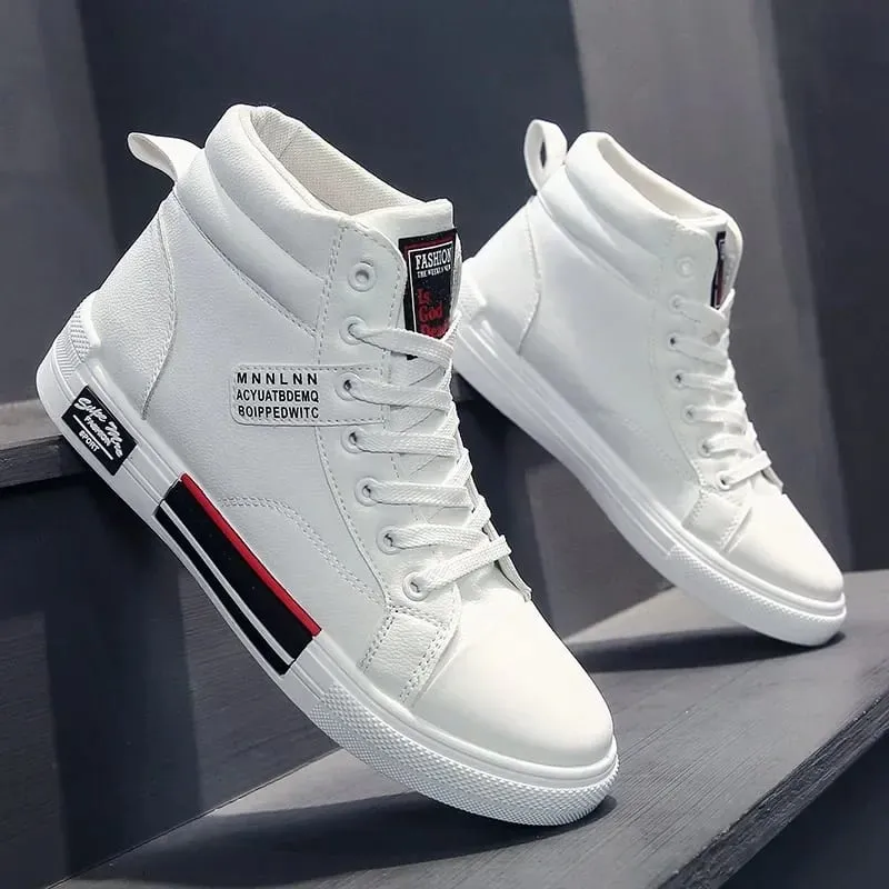 Fashion Korean High-top Shoes Breathable Jogging Sneakers Soft Sole Men's Casual Sports Shoes Youth Board Shoe Men's Short Boots
