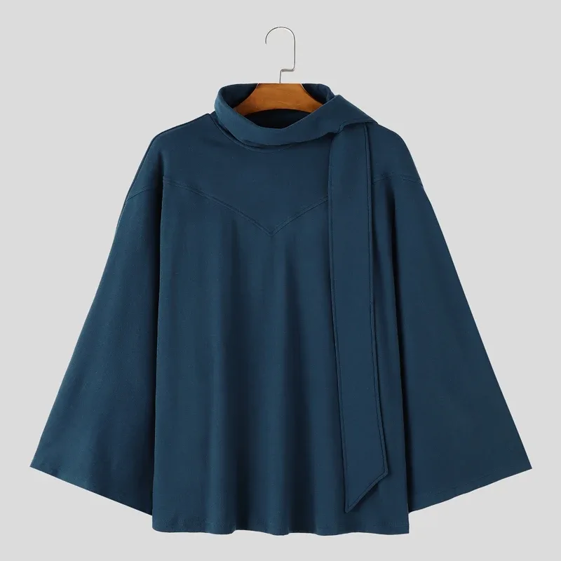 Men's Sweatshirts Solid Cloak Cape For Man Long Sleeve Scarf Collar Streetwear Autumn Winter Fashion Ponchos Hoodies