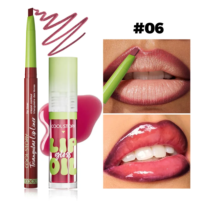 Juego de brillo de labios 2 uds., lápiz labial 2 en 1, Kit de maquillaje de contorno de labios suaves, delineador de labios mate para mujeres, Combo de aceite voluminizador, cosmético — image 8