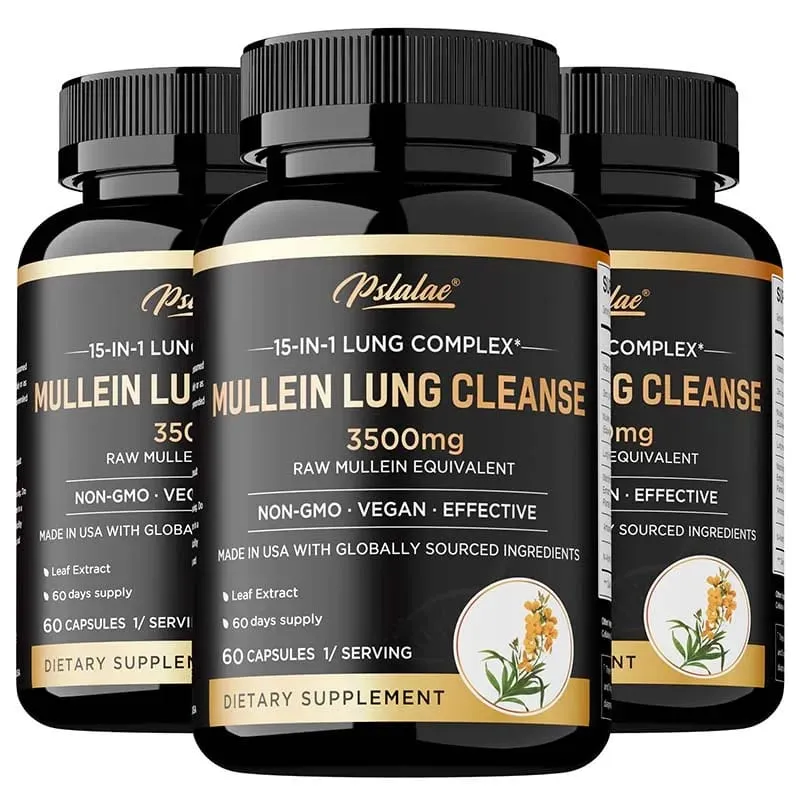 Mullein Lung Cleansing - Lung Clearing Lung Health Immunity - Smoker's Respiratory Supplement Vegetarian Capsules
