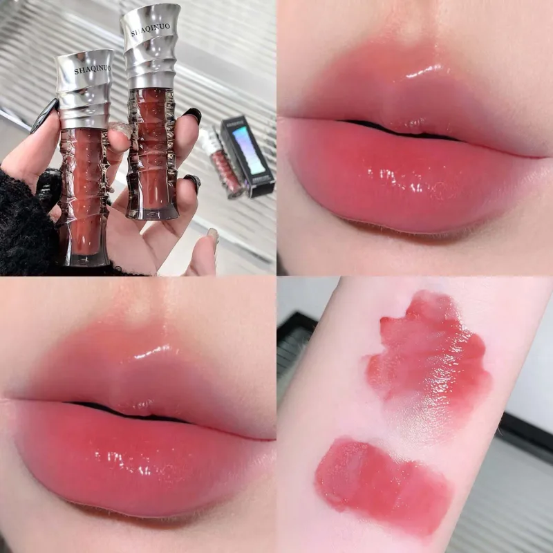 Crystal Punk Red-Brown Glossy Lip Stain Mirror Lip Glaze Sheer Nude Glitter Lip Tint Watery Shine Plumping Makeup Cosmetics — image 15