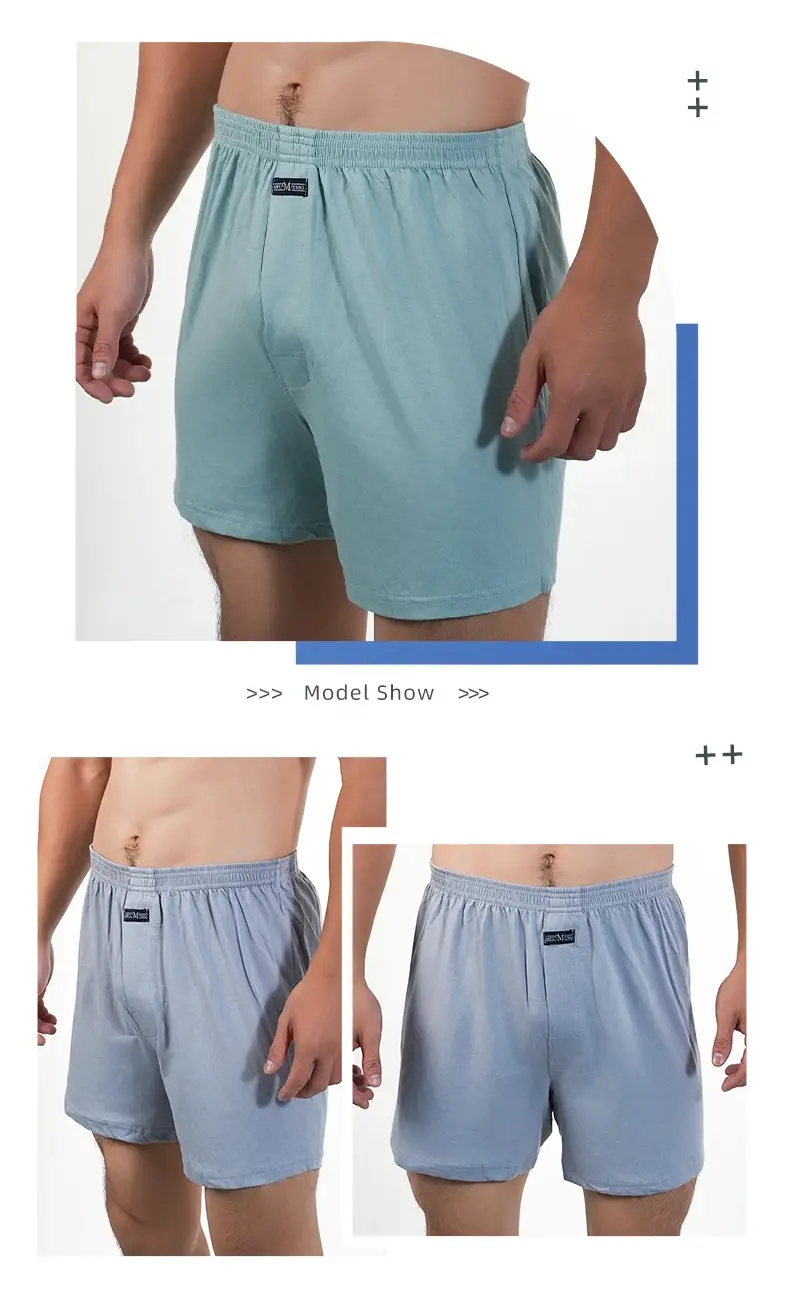 1PC Big Underpants Solid Pajama Bottoms At Home Plus Size Boxers Brief For Men High Waist Allo Pants Cotton Slacks Sleep Bottoms