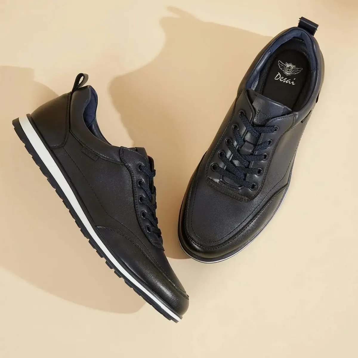 Desai Men's 2026 Autumn PU Leather Running Shoes Lace-up Non-slip Thick Sole Lightweight Walking Men's Sneakers And Casual Shoes — image 4
