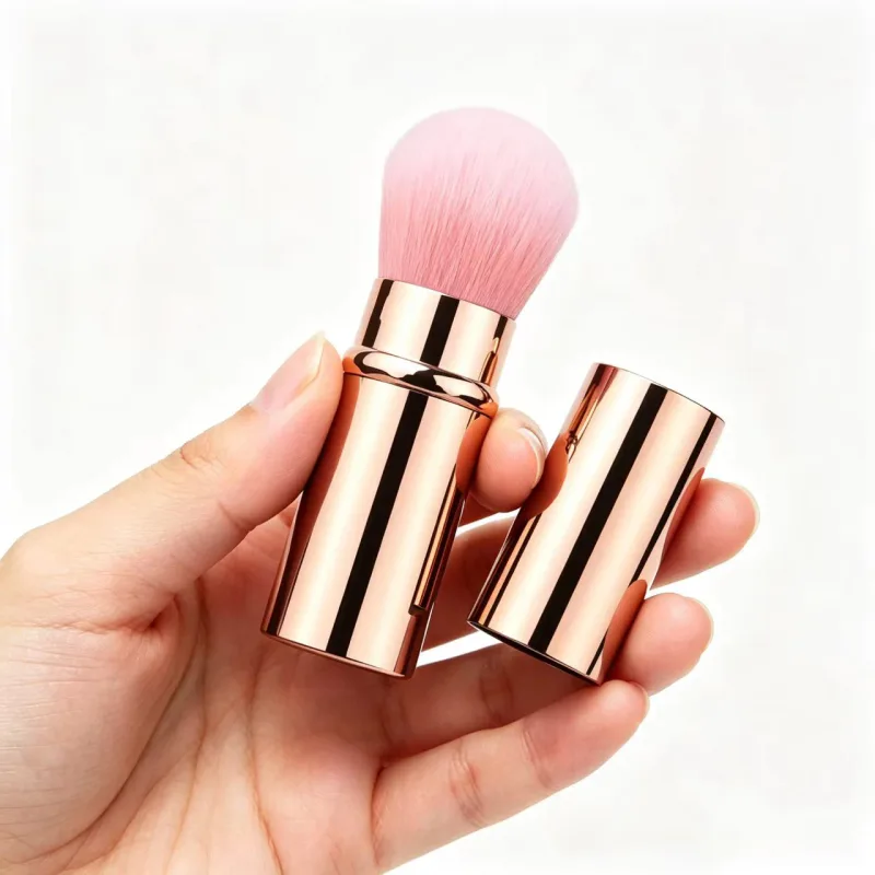 Conjunto de pincéis de maquiagem telescópicos portáteis prontos para viagem - alça de metal para pó de contorno blush tamanho compacto perfeito para On-the-G — image 6