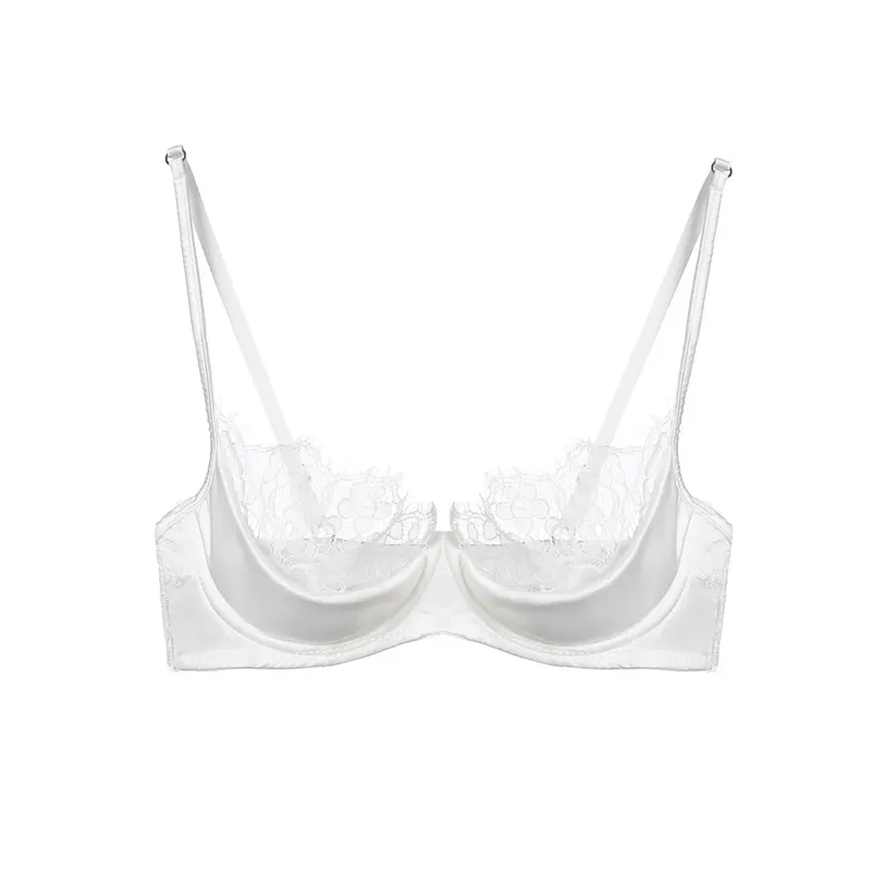 النساء الدانتيل الفرنسي نصف كوب مجموعة الملابس الداخلية الأخضر رقيقة جدا شير لينة مريحة Underwire الصدرية لتمثال نصفي صغير 32 ‑ 38AB — image 11