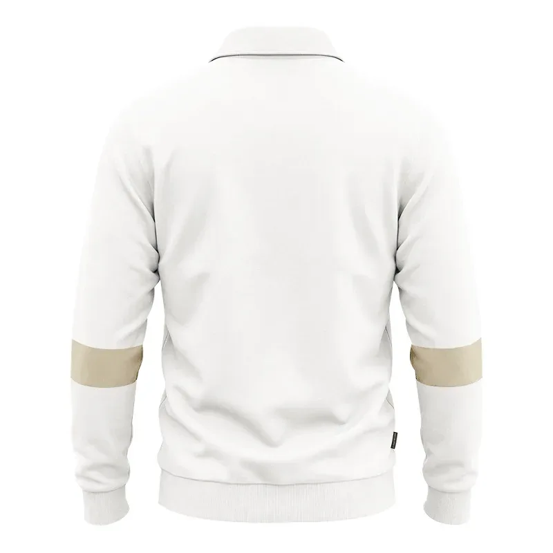 Men Lapel Polo Sweatshirt, Color Block Long Sleeve Pullover, Loose Solid Casual Top for Spring Autumn Daily Outfit — image 19