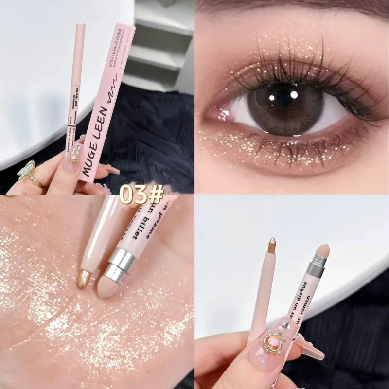 Korean 2 in 1 Lying Silkworm Eyeliner Pen Bionic Shading Glitter Highlighting Instant Big Eye Effect Brighten Eyeshadow Makeup