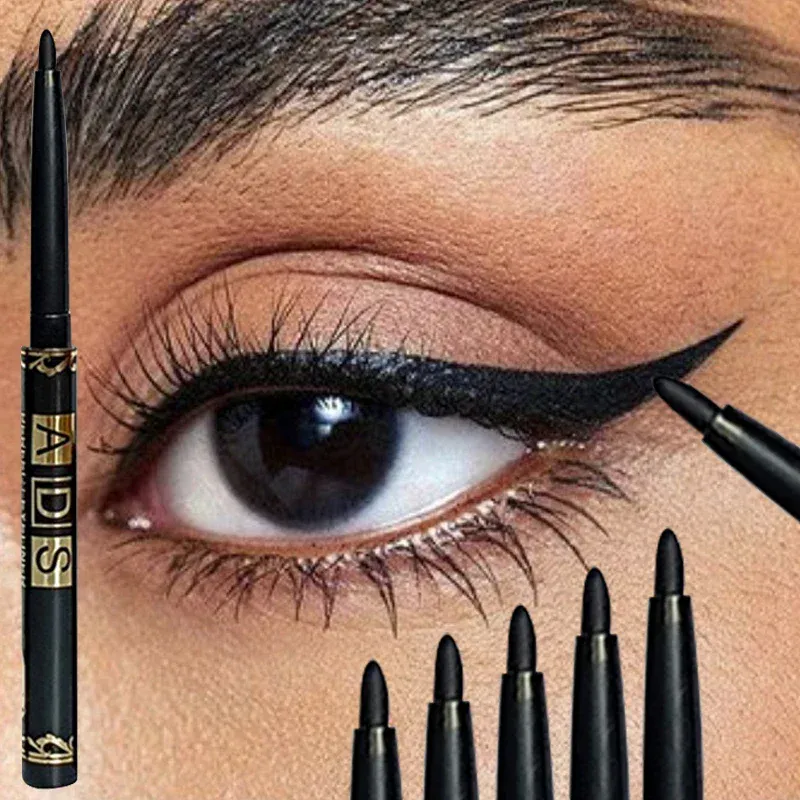 อายไลเนอร์เจลอัตโนมัติดินสอกันน้ำ Long Lasting Black Eye Liner Twist-Up No Sharpening Easy Glide แต่งหน้าสำหรับผู้หญิง