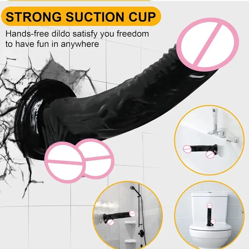 Waterproof Realistic Black Dildo Masturbators Anal Gay Soft Clitoris Vaginal Massager Penis Suction Cup Dick Sex Toys for Women