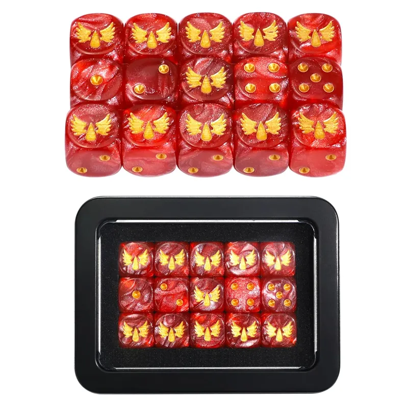 15PCS 16mm/0,63inch D6 Wargaming sada kostek pro stolní miniatury hry Sledování poškození armádní frakce žetony kostek — image 7