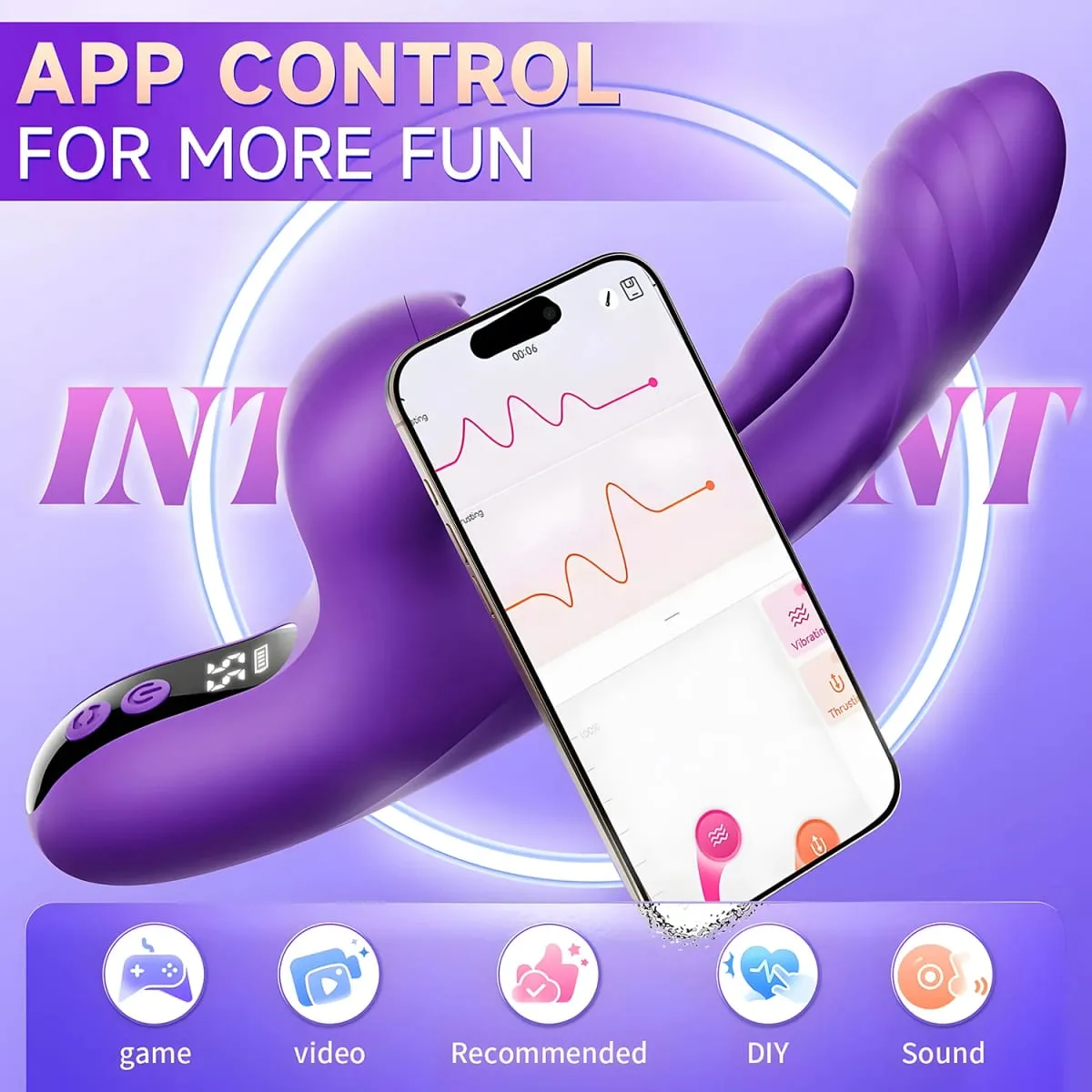アプリ制御ウサギ 3 IN 1 タッピング羽ばたき膣バイブレーター女性用ウィグル舌 G スポットオナホール大人の大人のおもちゃ女性用 — image 4
