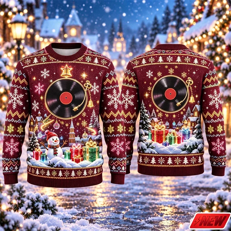 3d Print Christmas Tree Ugly Sweater Men Merry Christmas Trend Crew Neck Sweatshirts Women Neon Snowman Gift Fake Sweater Unisex