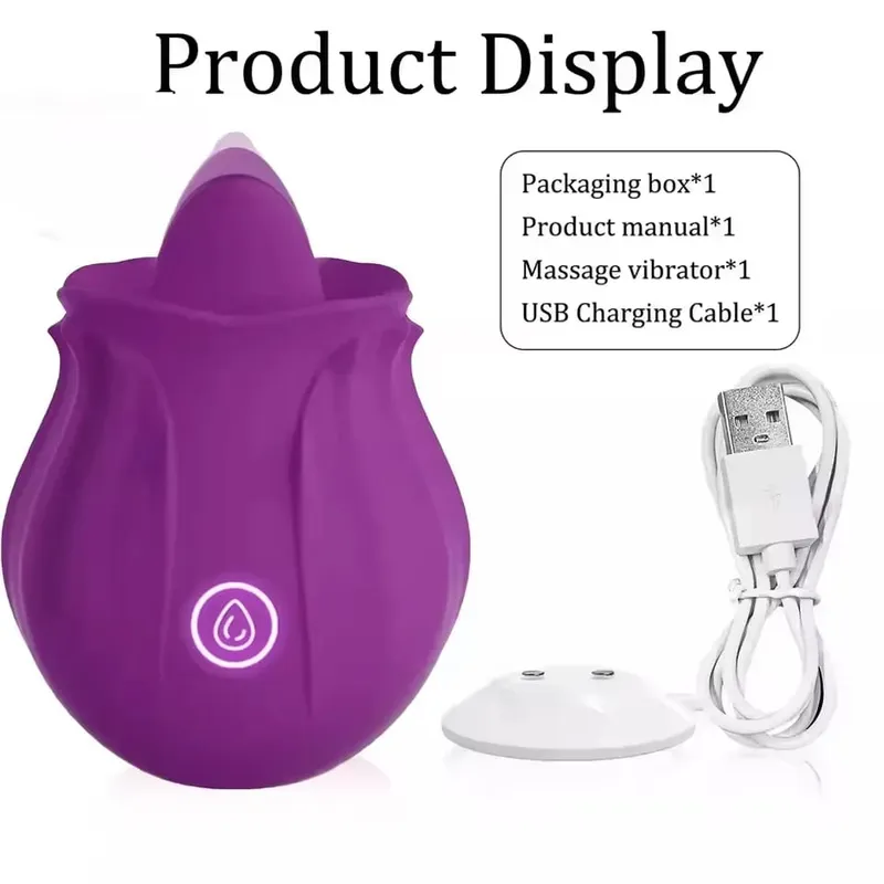 Rose Tongue Licking Vibrator for Women Oral G Spot Clit Stimulator Female Powerful Vagin Massager Masturbation Sex Toy for Adult