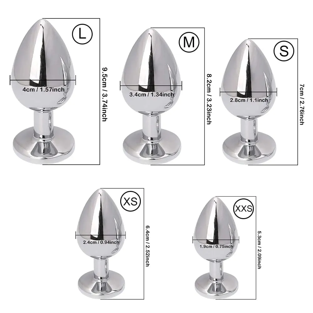 Luxury Metal Anal Plug Set Jewel Butt Trainer Kit Adult Toys for Men Women Couples Beginners Sex Gifts Large Medium Small Pink