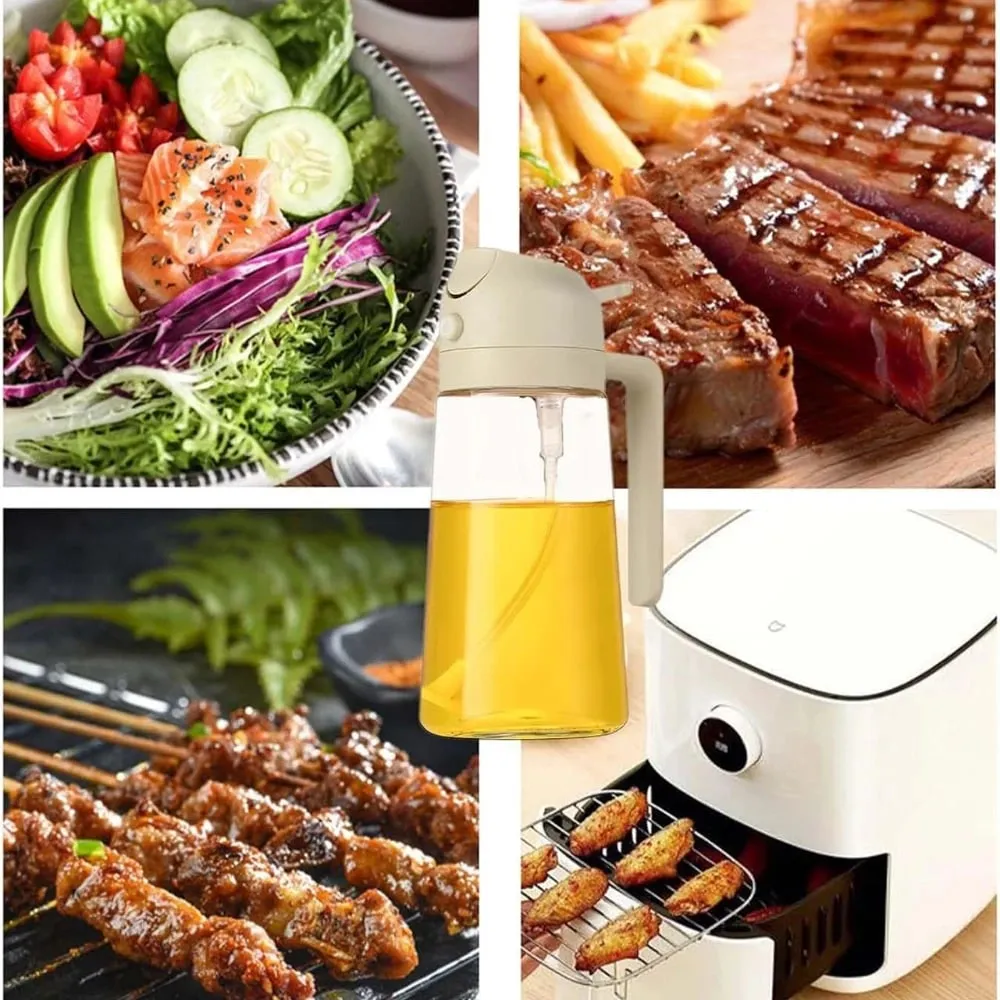 1-4Pcs 500ml 2in1 Oil Sprayer Plastic Cooking Olive Oil Sprayer Baking Oil Spray for Kitchen Air Fryer Baking Salad Grilling BBQ