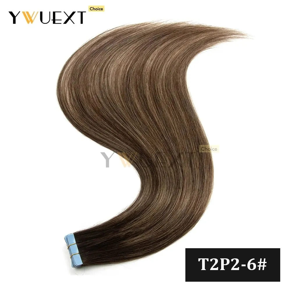 20pcs/Pack Gradient Colors Tape in Human Hair Extensions Add Volume And Length for Women 30g 16-20 inches Salon Quality YWUEXT — image 18