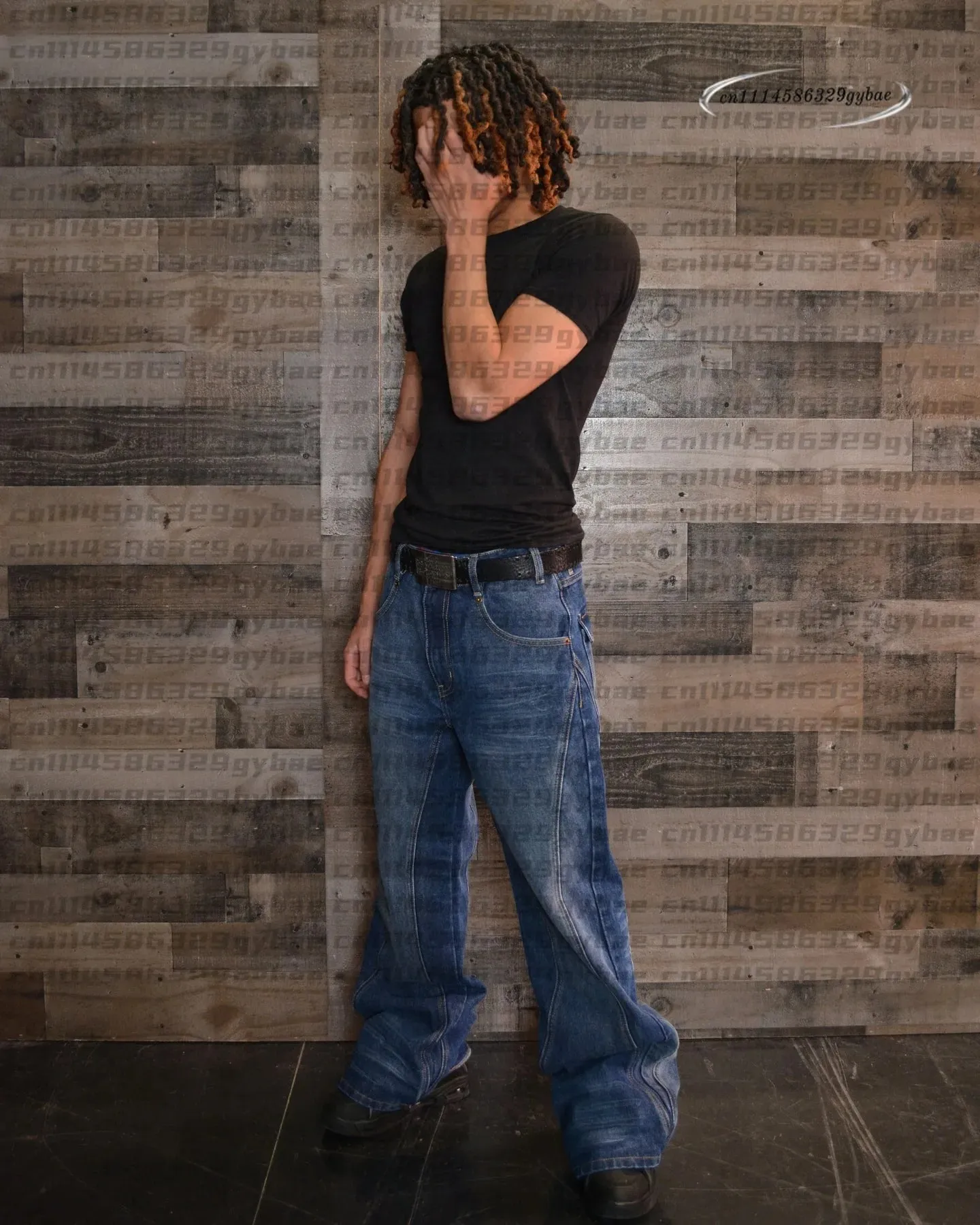 2026 Y2K Retro Blue Flare Jeans Unisex Washed Denim Pants Embroidered Back Pocket Streetwear Wide Leg Bootcut Jeans — image 9