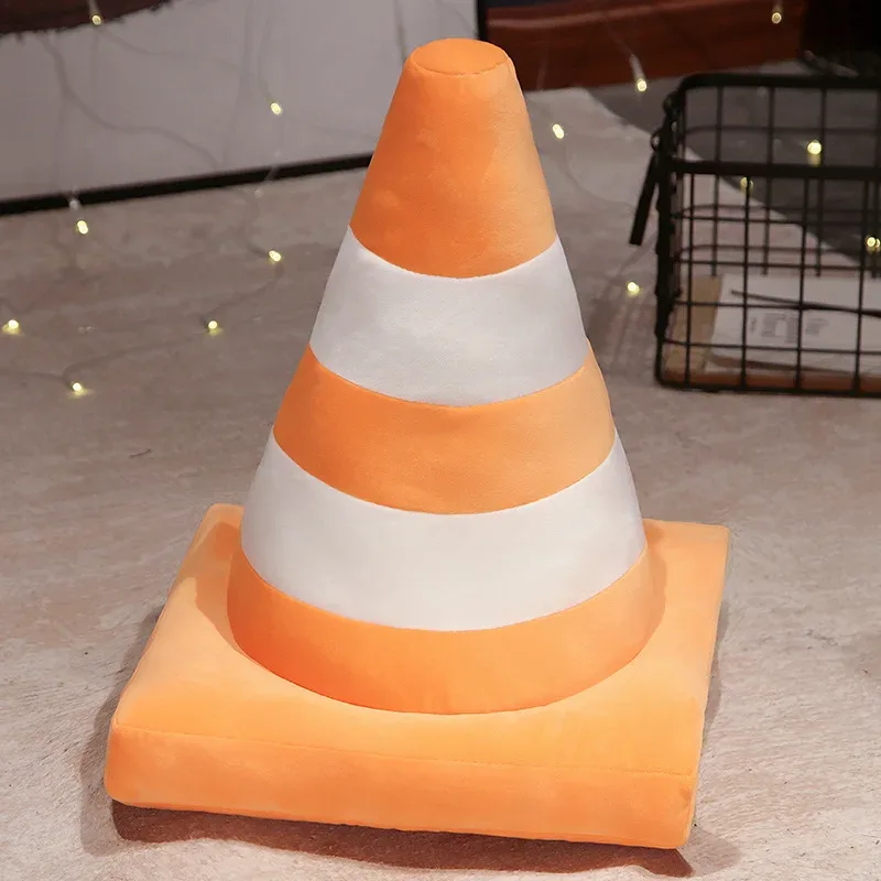 Almofada roadblock recheado macio realista cone de tráfego construção de estrada cone travesseiro crianças brinquedos decoração para casa — image 9