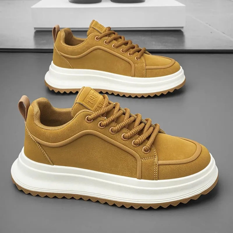 Men Sneakers Spring Autumn Casual Shoes Thick Sole Lace Up Suede Texture Board Footwear Minimalist Daily Wear — image 7