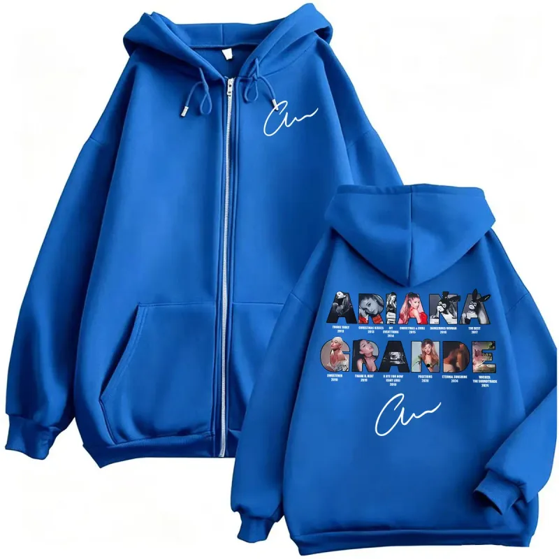 Ariana Grande Music Album Zipper Hoodies Men Women Harajuku High Street Jacket Sweatshirt Coats Fleece Long Sleeve Zip Up Hoodie — image 5