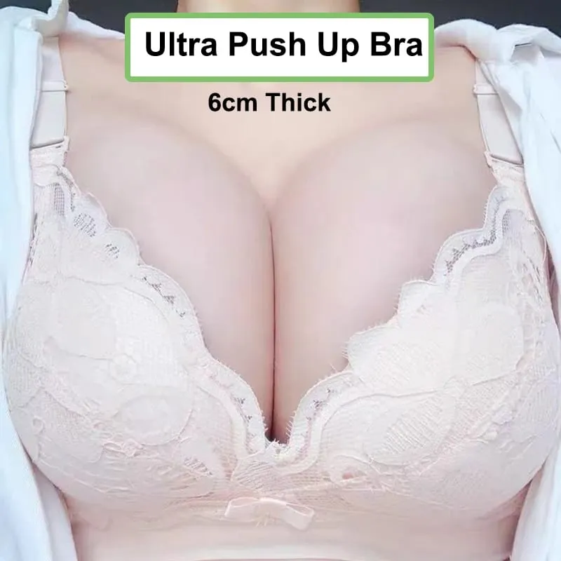 12cm Thick Padded Push Up Bra Wireless Gathered Bra for Small Chest Sexy Natural Lift — image 2