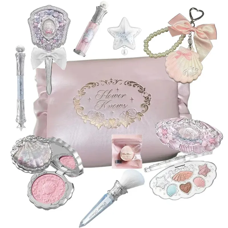 Flower Knows Makeup Set Midsummer Fairytales Flowerknows Foundation Little Angel Highlight Strawberry Rococo Lip Glaze 11pcs Kit