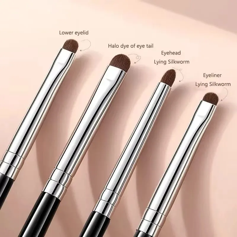 Set 4 Keping Berus Pembayang Mata Yang Indah Dan Padat Diperbuat Daripada Bulu Kuda Untuk Pengadunan Tepat; Berus Celak; Berus Concealer — image 6
