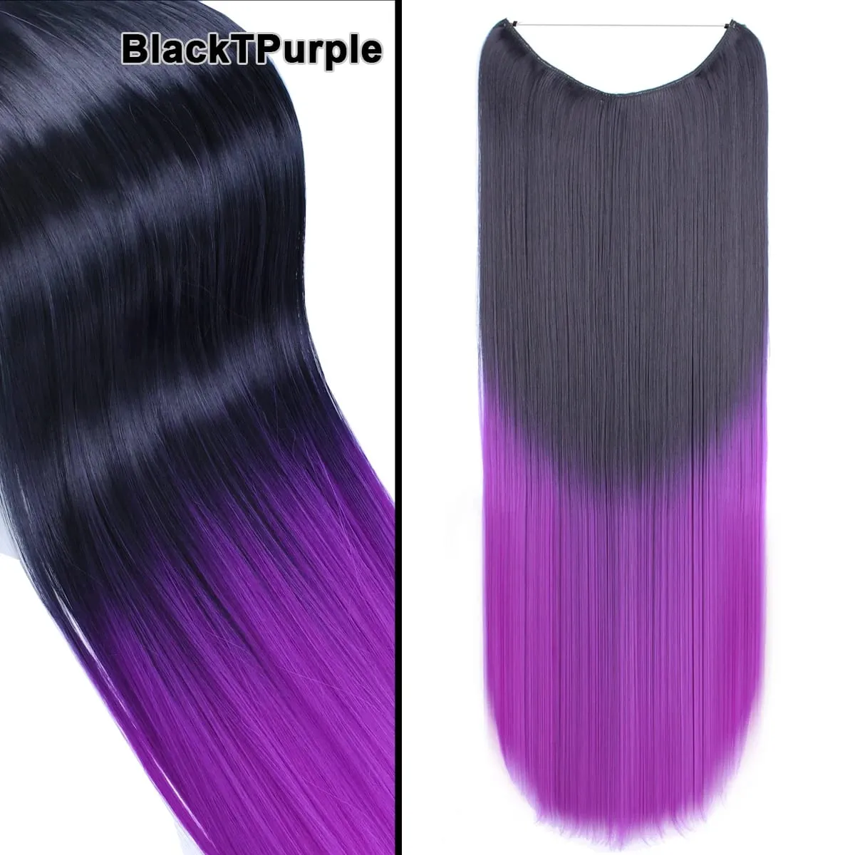 Jeedou Wavy Hair Extension Elasticity Invisible Wire Fish Line One Piece No Clips Synthetic Hairpieces Ombre Color For Ladies — image 35